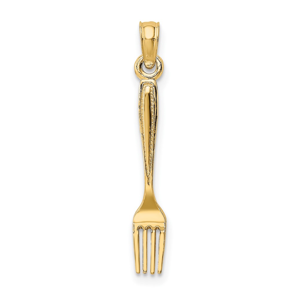 10K 3-D and Polished Table Fork Charm (10K7345)