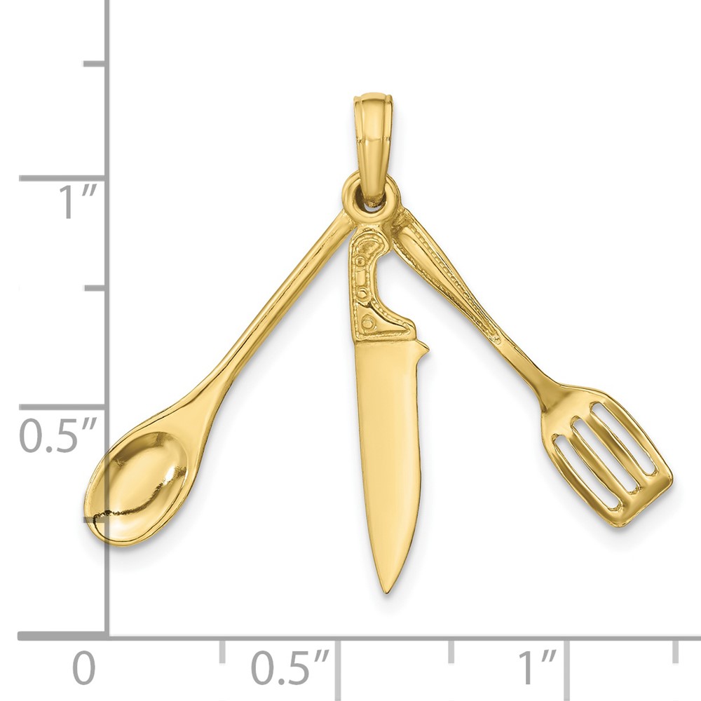 10K 3-D Moveable Spatula, Spoon, and Knife Charm (10K7352)
