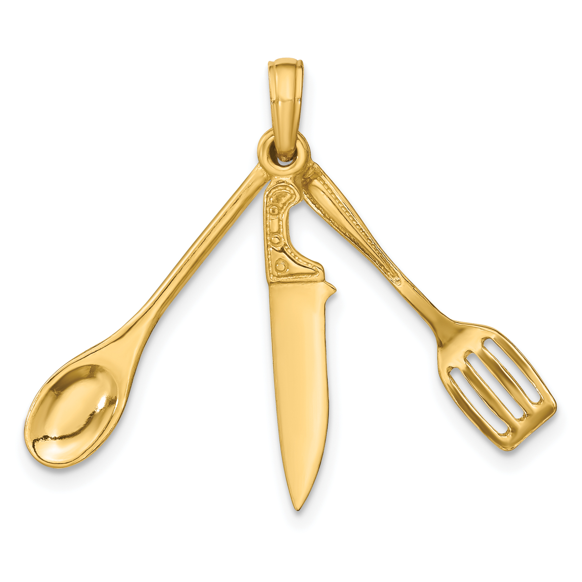 10K 3-D Moveable Spatula, Spoon, and Knife Charm (10K7352)