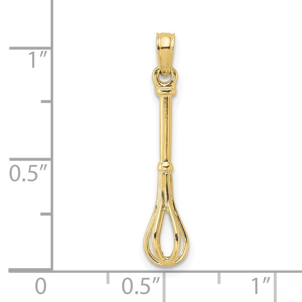10K 3-D Polished Whisk Charm (10K7354)