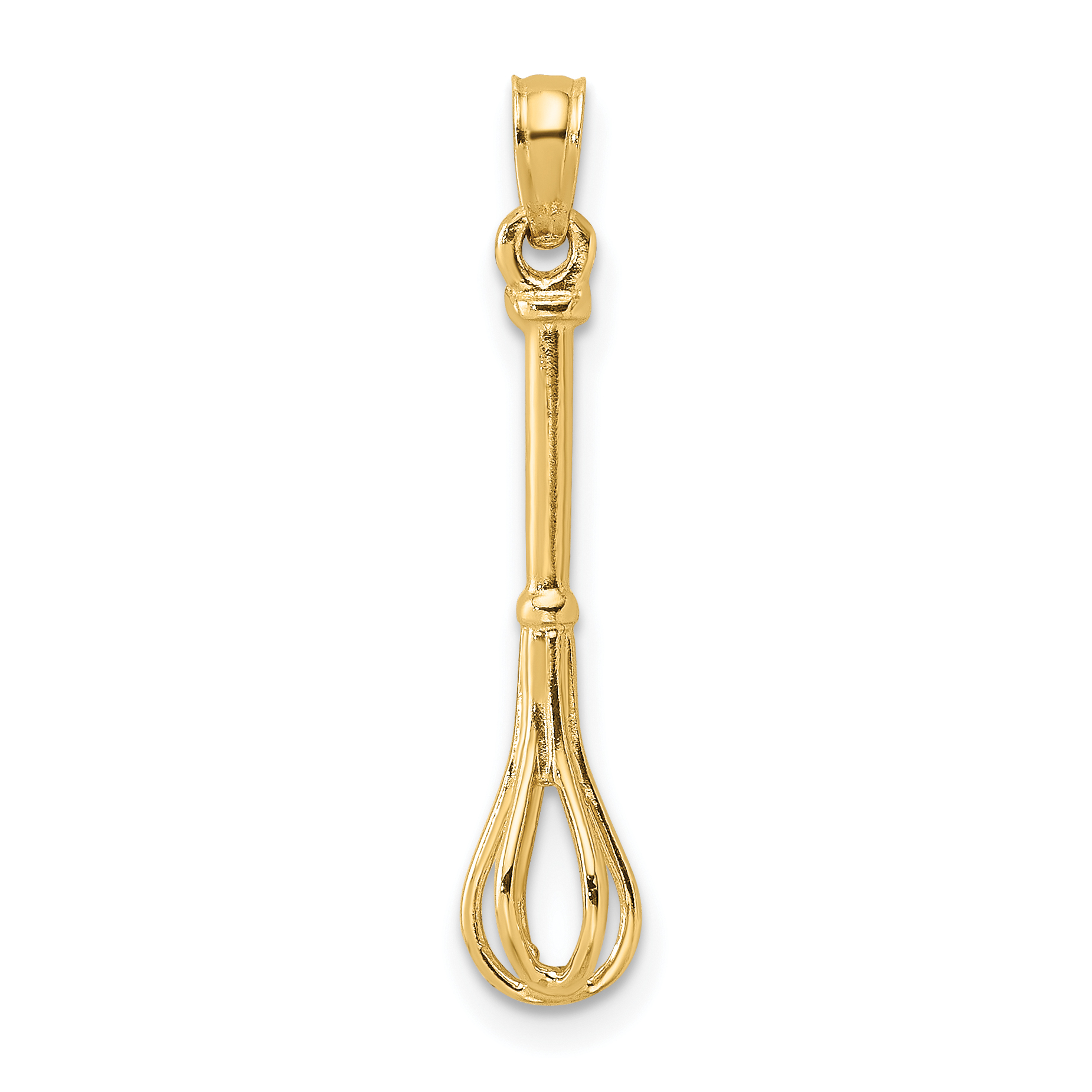 10K 3-D Polished Whisk Charm (10K7354)
