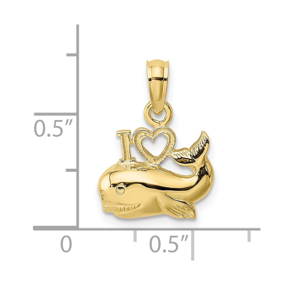 10K Polished  I HEART WHALES Charm (10K7398)