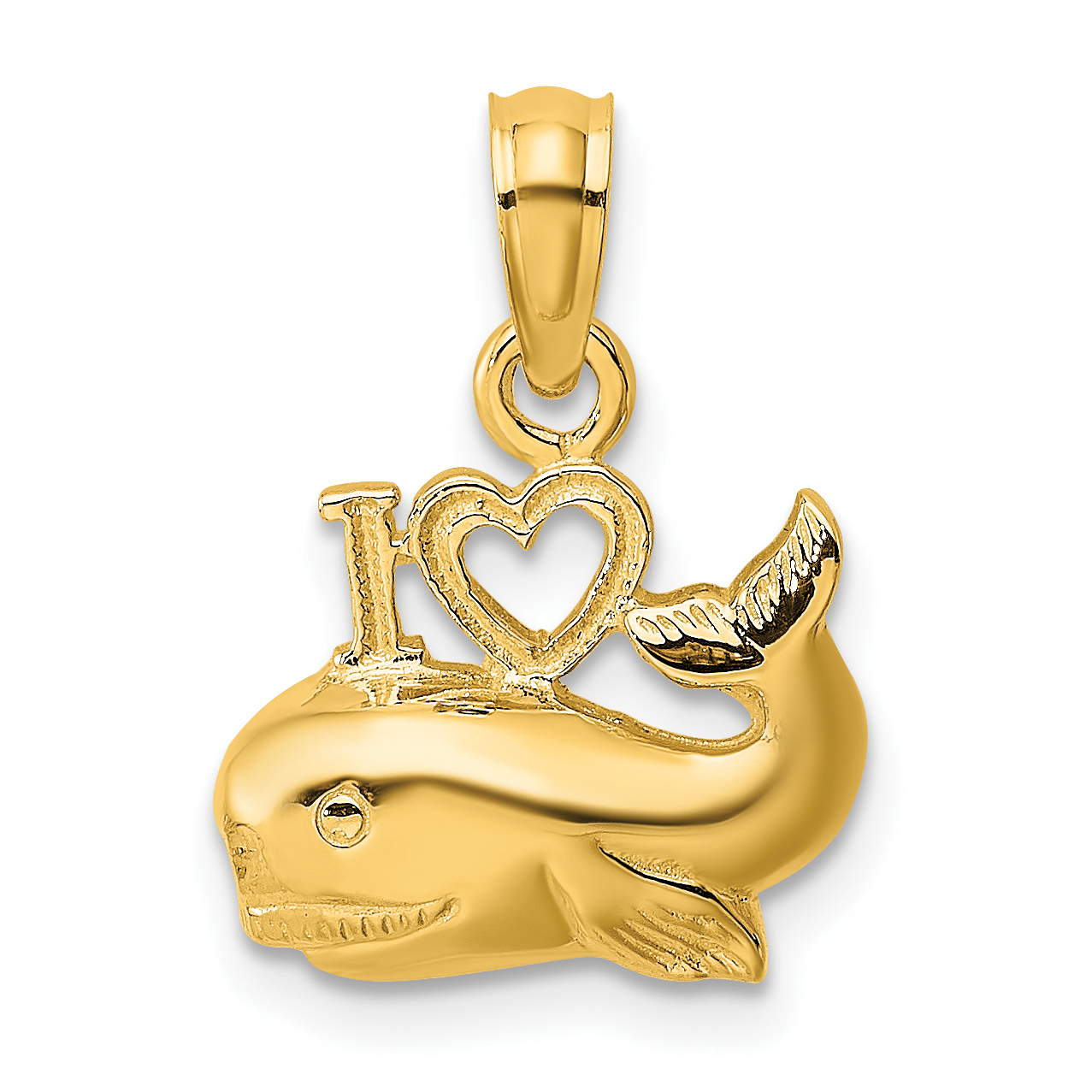 10K Polished  I HEART WHALES Charm (10K7398)