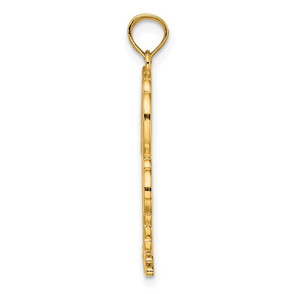 10K 2-D Textured Double Palm Trees Charm (10K7406)