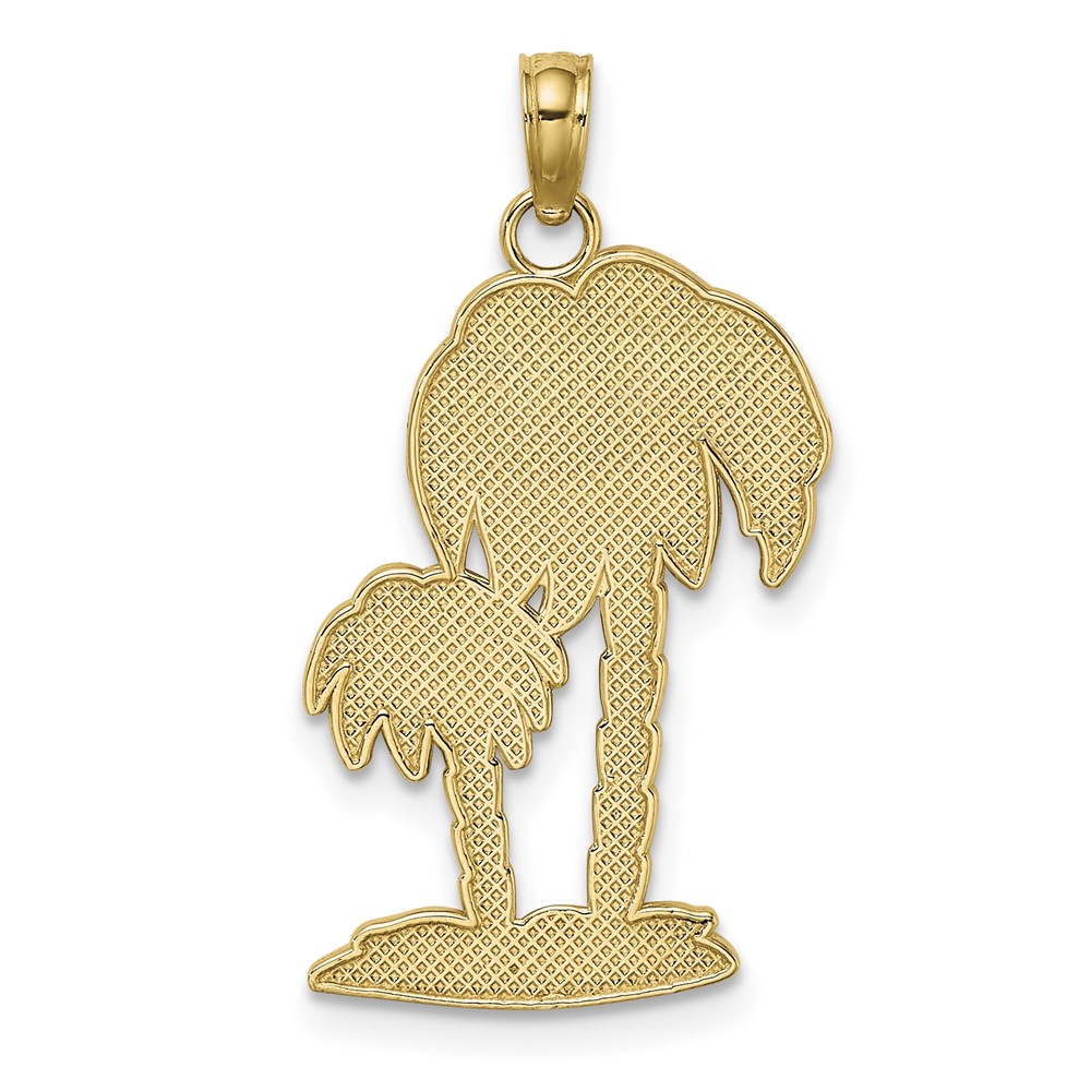 10K 2-D Textured Double Palm Trees Charm (10K7406)