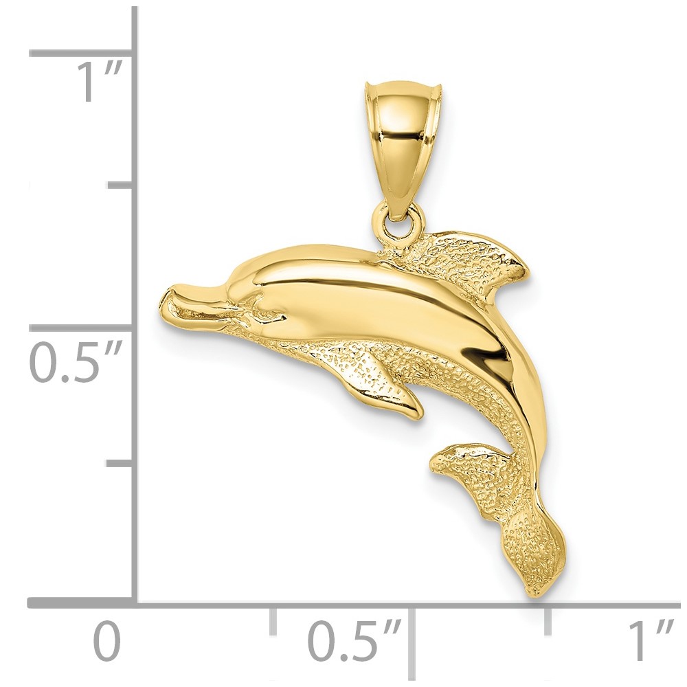 10K 2-D Polished and Engraved Dolphin Charm (10K7412)