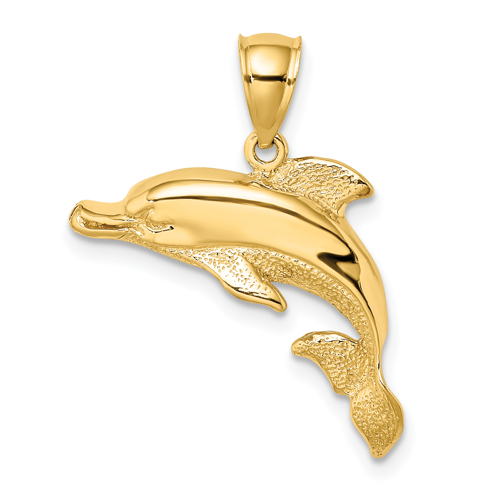 10K 2-D Polished and Engraved Dolphin Charm (10K7412)