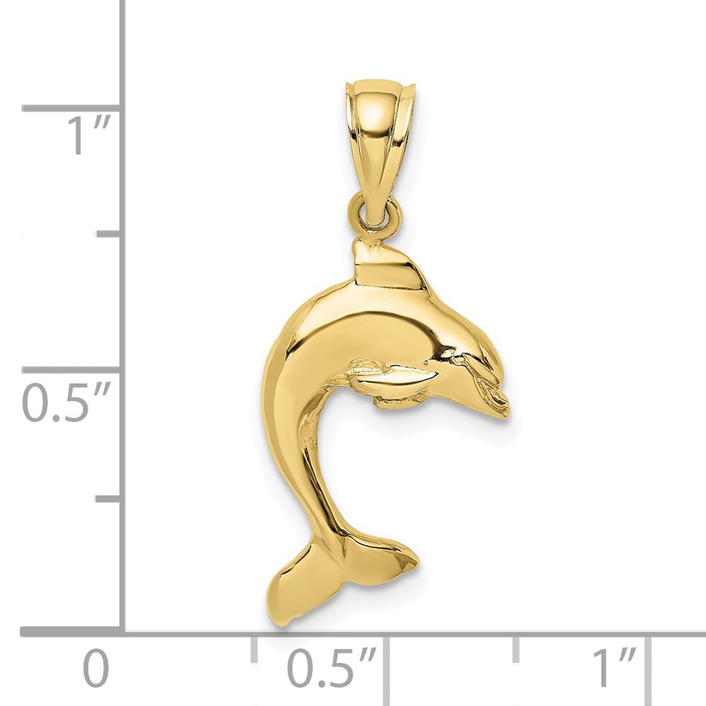 10K 2-D Polished Dolphin Jumping Charm (10K7419)
