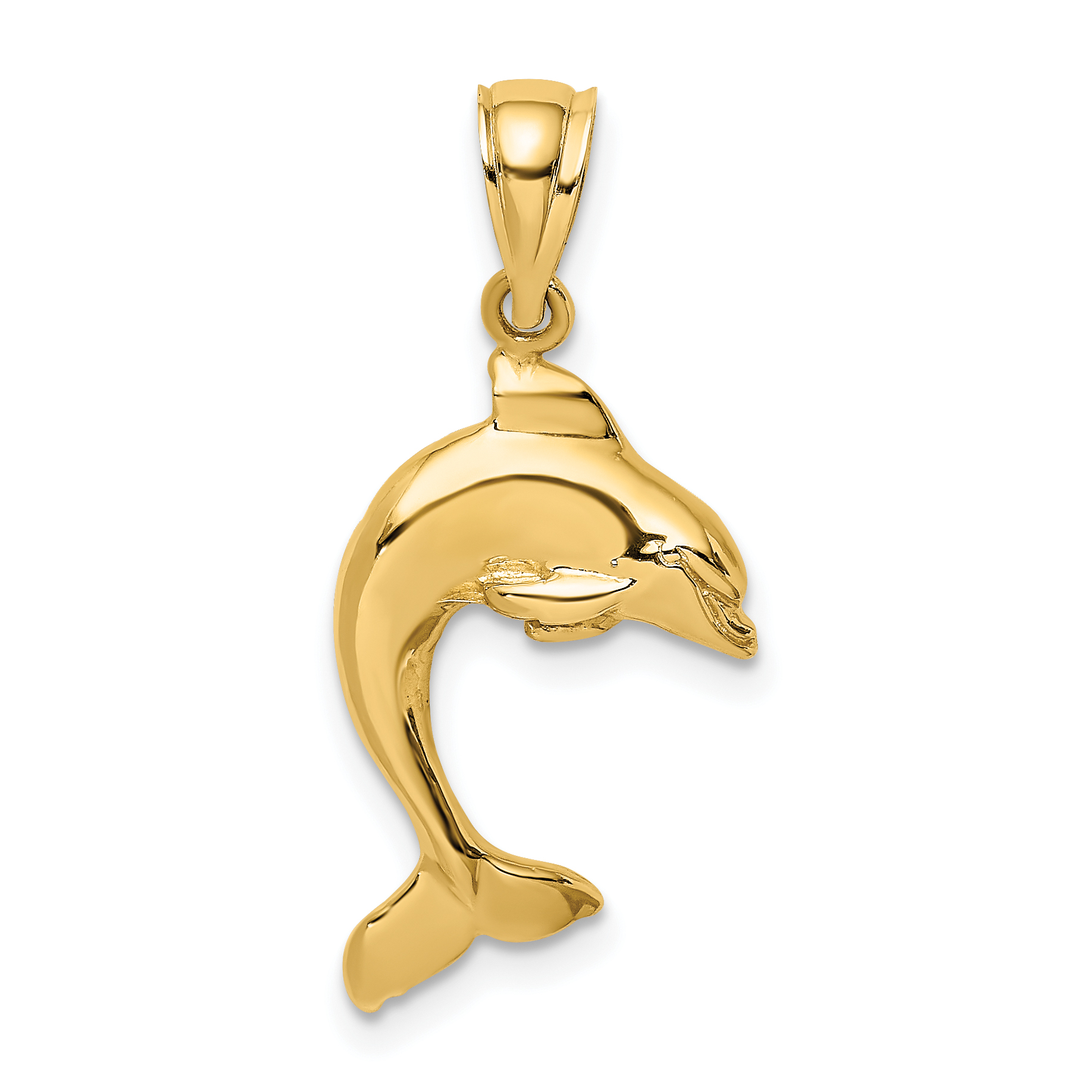 10K 2-D Polished Dolphin Jumping Charm (10K7419)