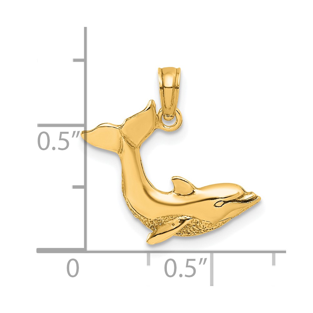 10K Textured Dolphin Jumping Charm (10K7421)