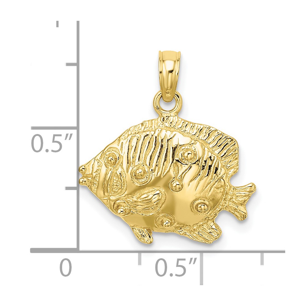 10K 2-D Polished Engraved Fish Charm (10K7423)