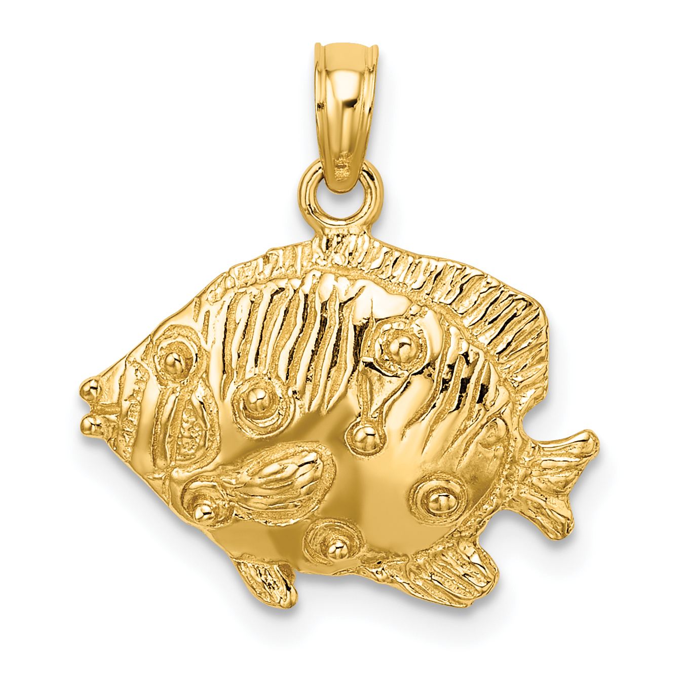 10K 2-D Polished Engraved Fish Charm (10K7423)
