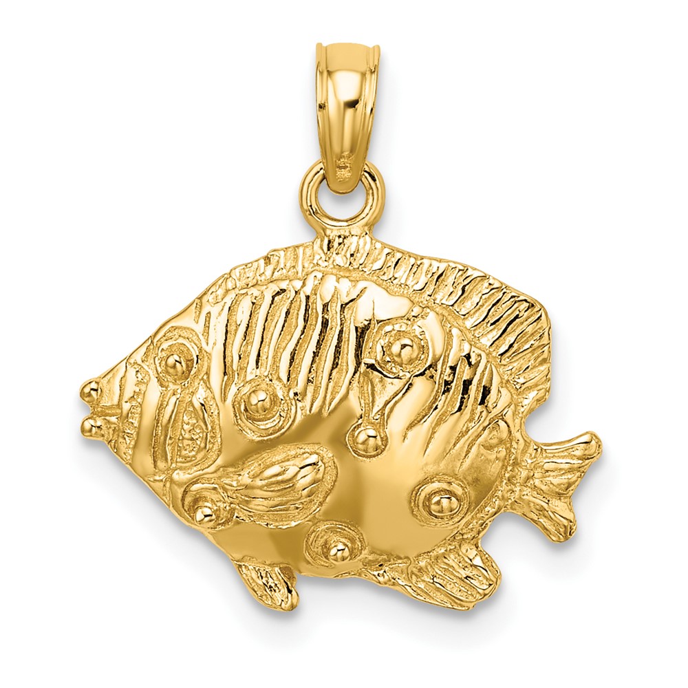 10K 2-D Polished Engraved Fish Charm (10K7423)