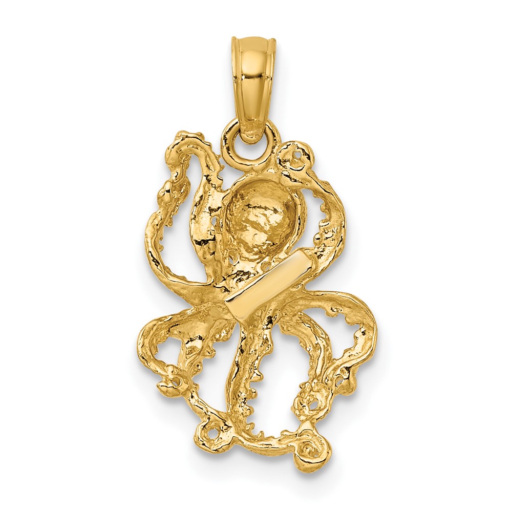 10K 2-D Textured Octopus Charm (10K7428)