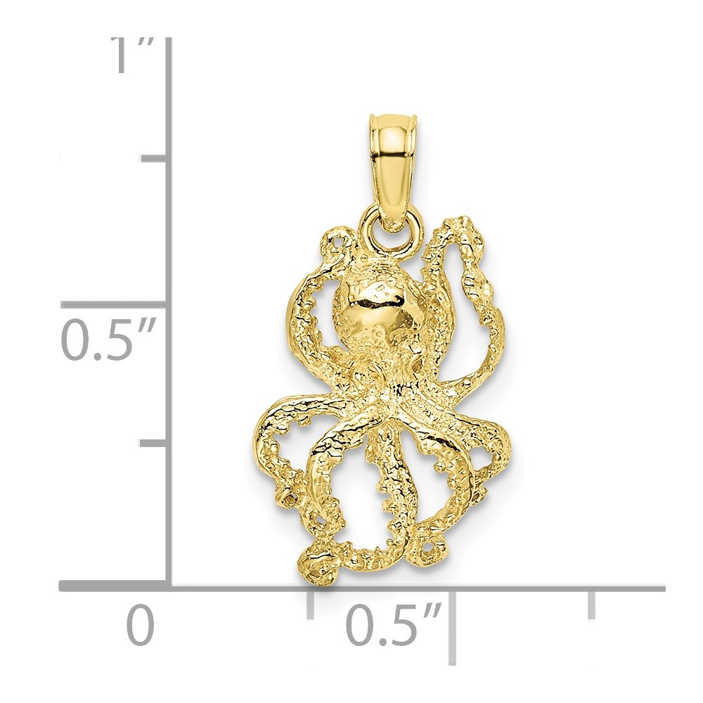 10K 2-D Textured Octopus Charm (10K7428)