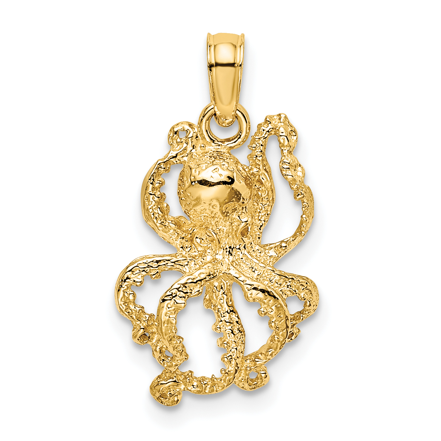 10K 2-D Textured Octopus Charm (10K7428)