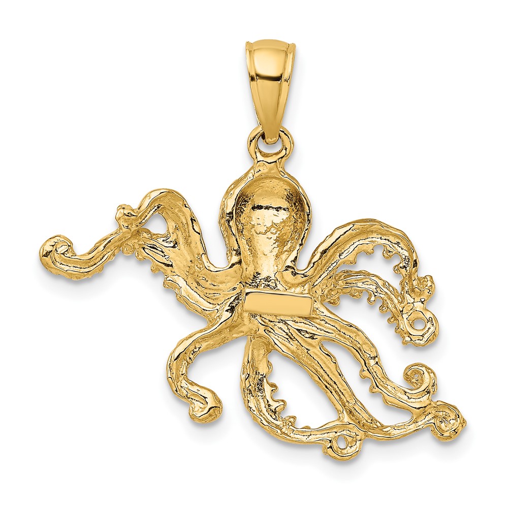 10K 2-D and Textured Octopus Charm (10K7431)