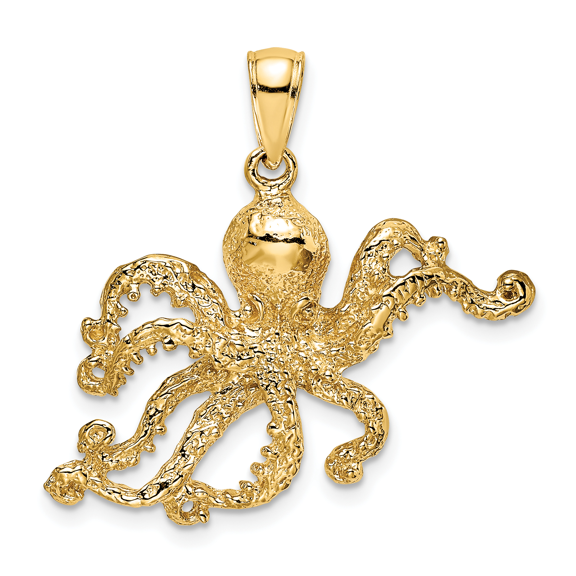 10K 2-D and Textured Octopus Charm (10K7431)