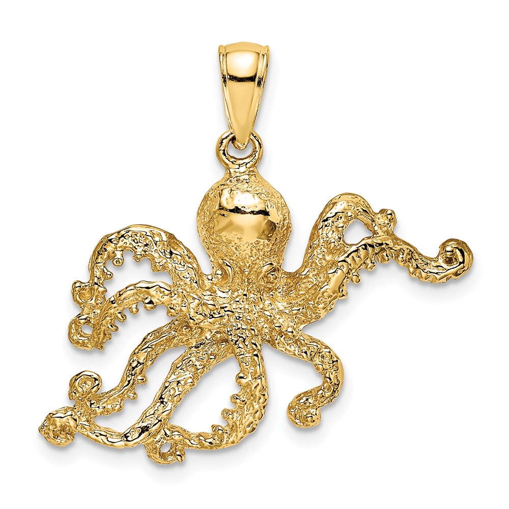 10K 2-D and Textured Octopus Charm (10K7431)