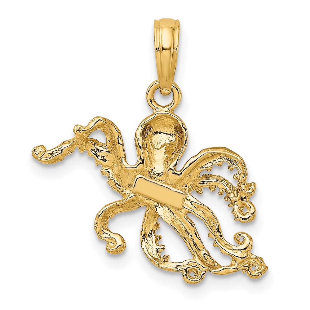 10K 2-D and Textured Octopus Charm (10K7432)