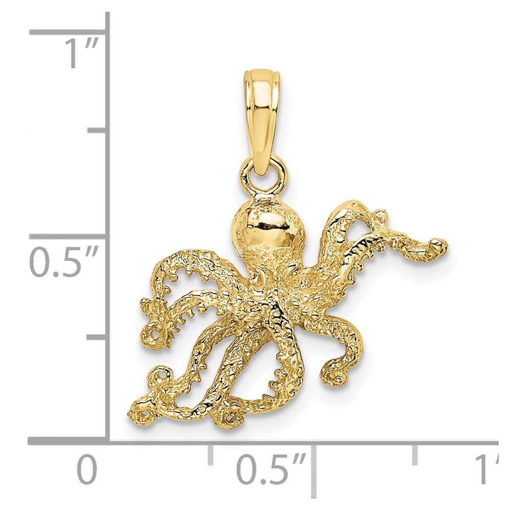 10K 2-D and Textured Octopus Charm (10K7432)