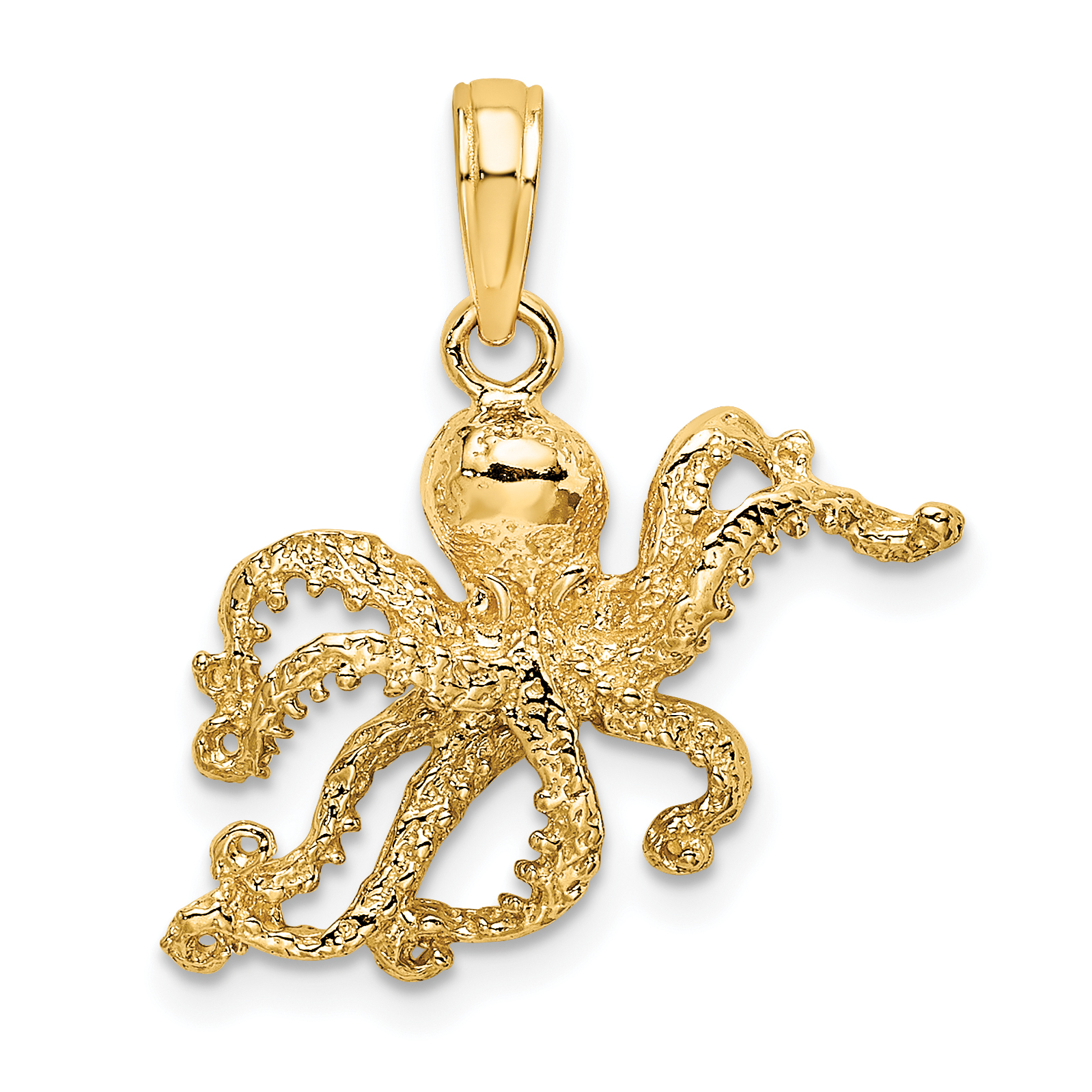 10K 2-D and Textured Octopus Charm (10K7432)