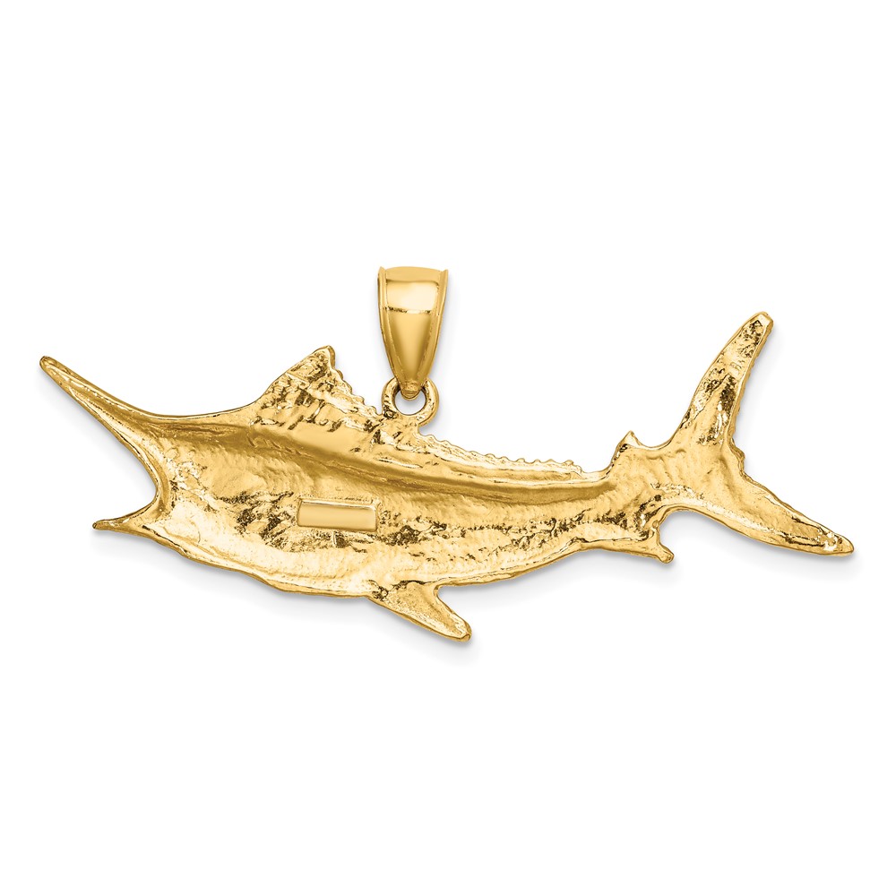 10K 2-D Textured Marlin Fish Charm (10K7442)