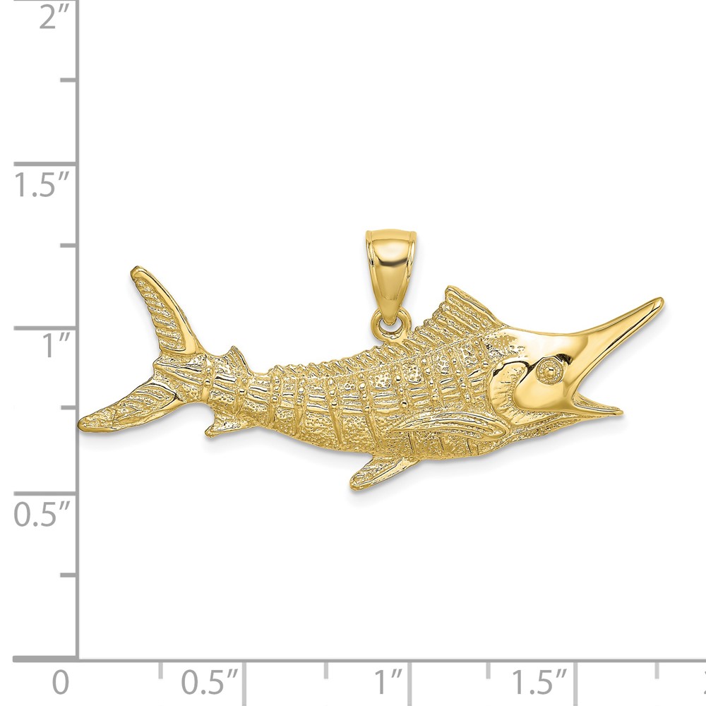 10K 2-D Textured Marlin Fish Charm (10K7442)