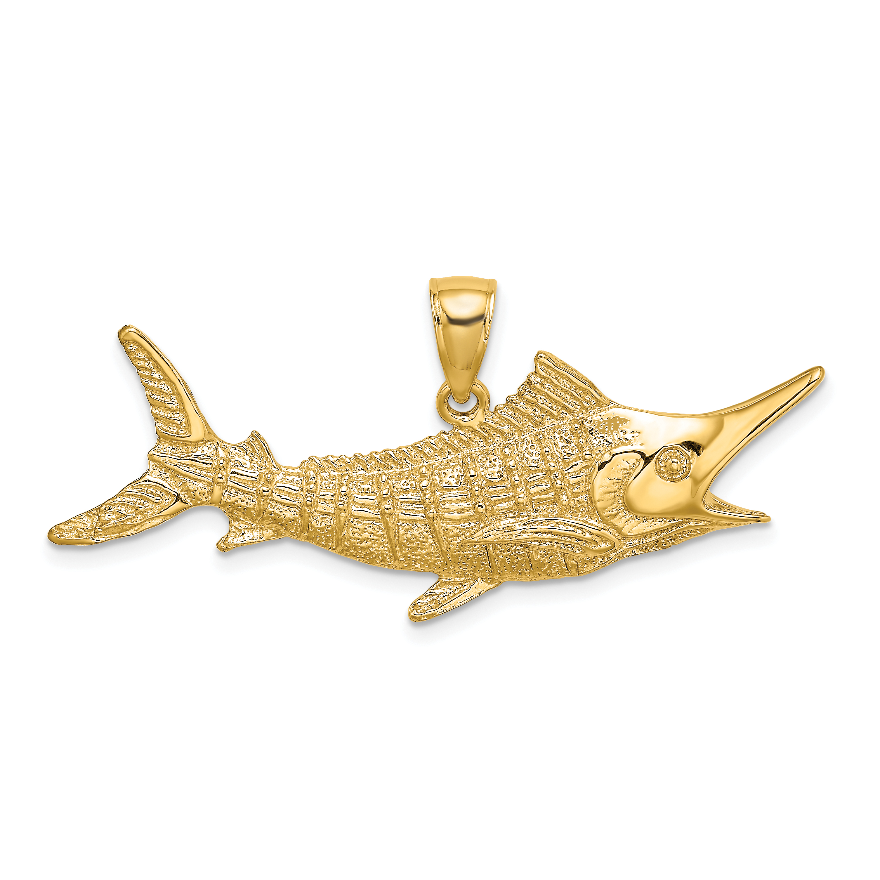 10K 2-D Textured Marlin Fish Charm (10K7442)