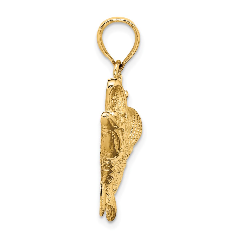 10K Open Mouth Bass Fish Charm (10K7444)