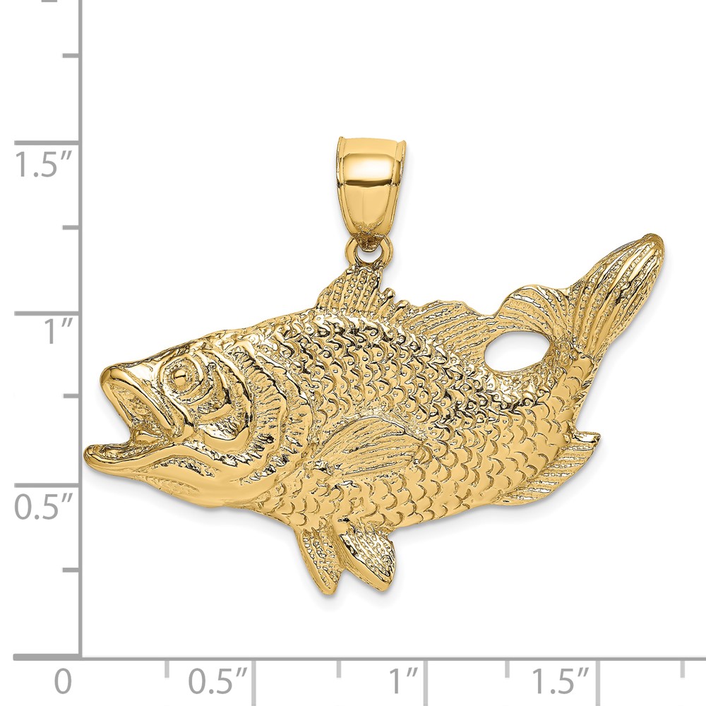 10K Open Mouth Bass Fish Charm (10K7444)