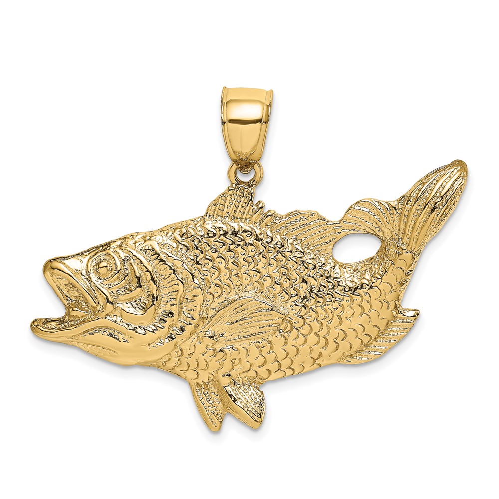 10K Open Mouth Bass Fish Charm (10K7444)