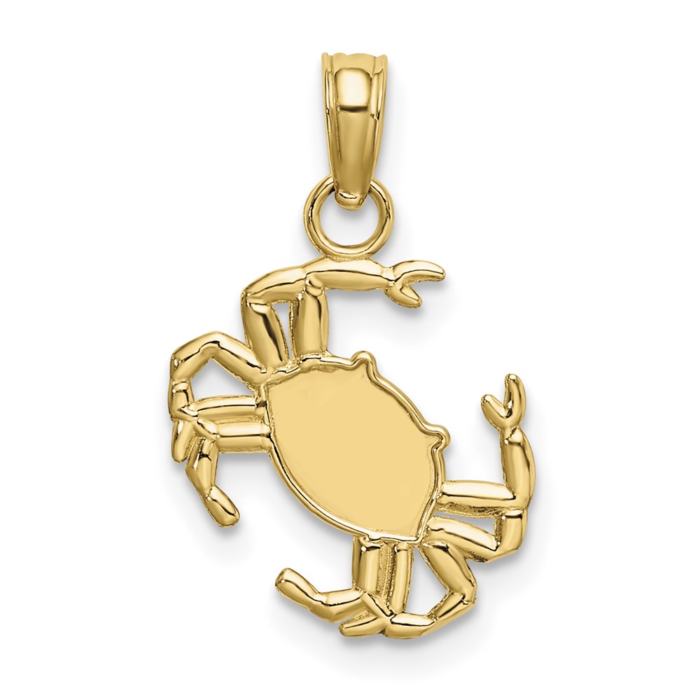 10K 2-D Polished Crab Charm (10K7445)