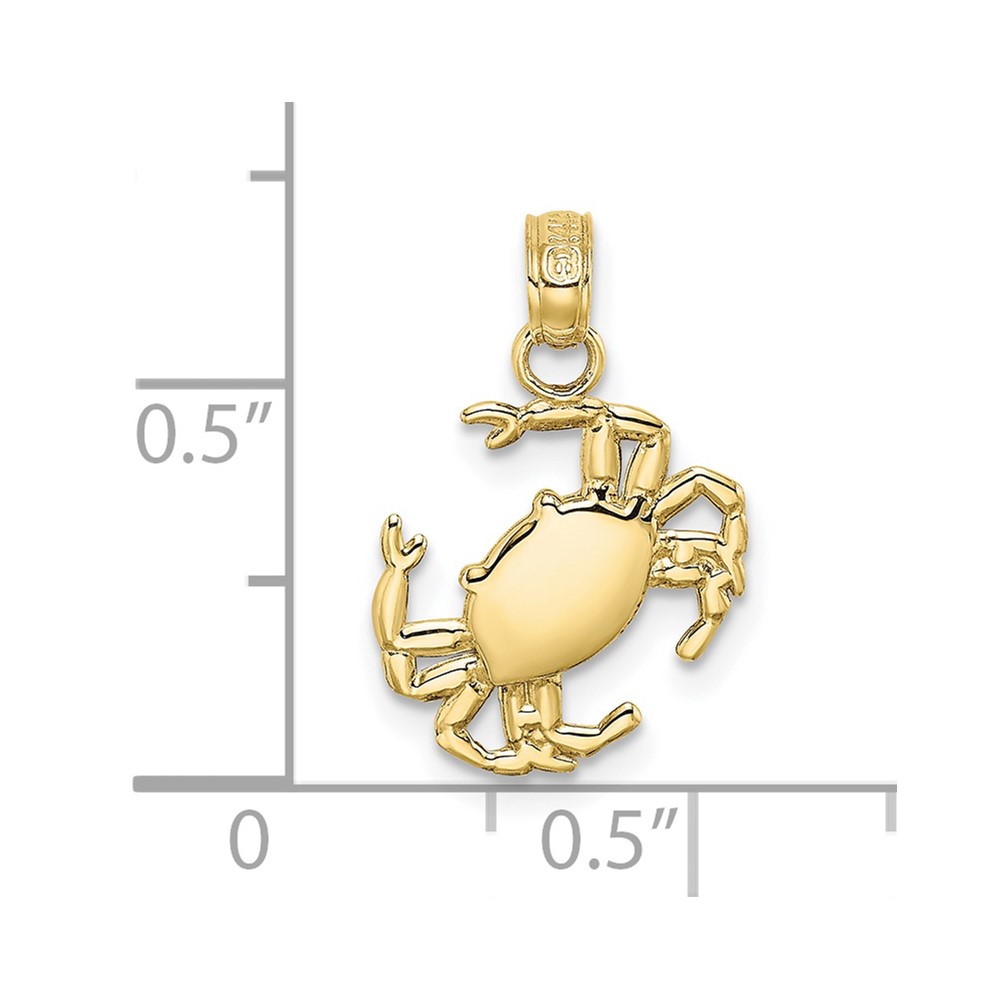 10K 2-D Polished Crab Charm (10K7445)