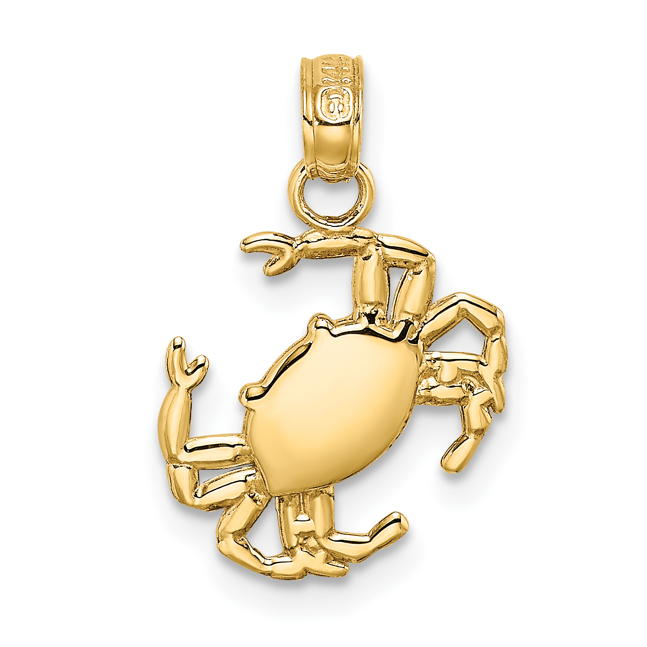 10K 2-D Polished Crab Charm (10K7445)