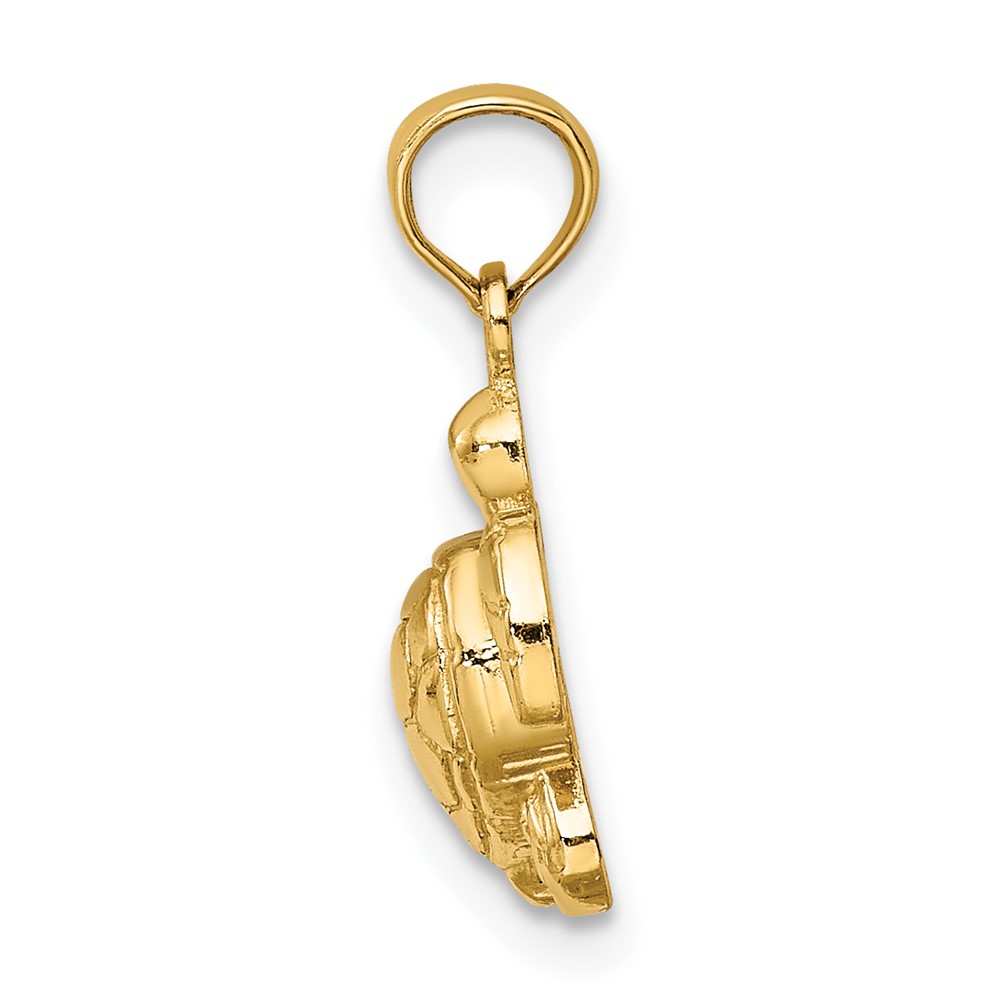 10K Textured Mini Sea Turtle Charm (10K7446)