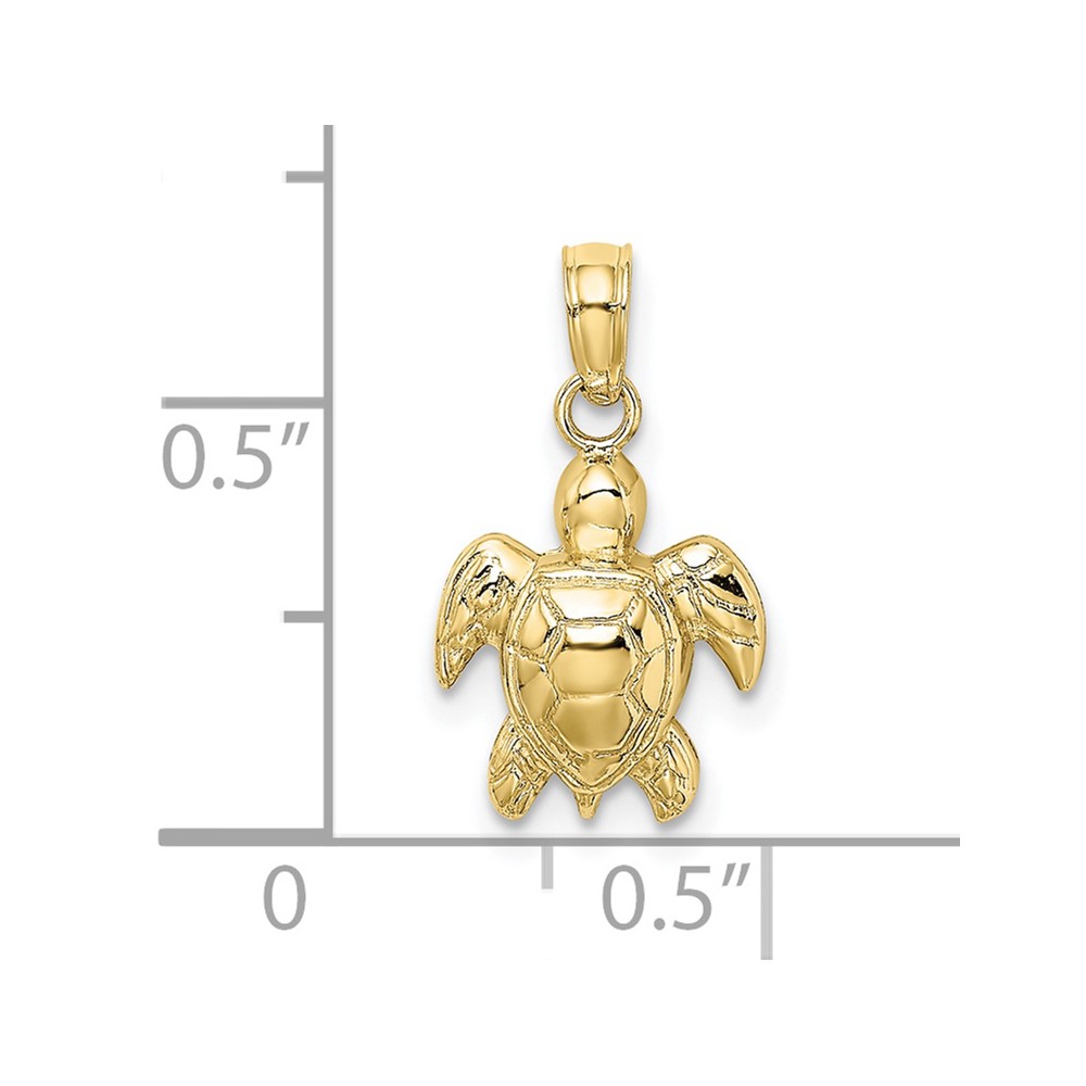 10K Textured Mini Sea Turtle Charm (10K7446)