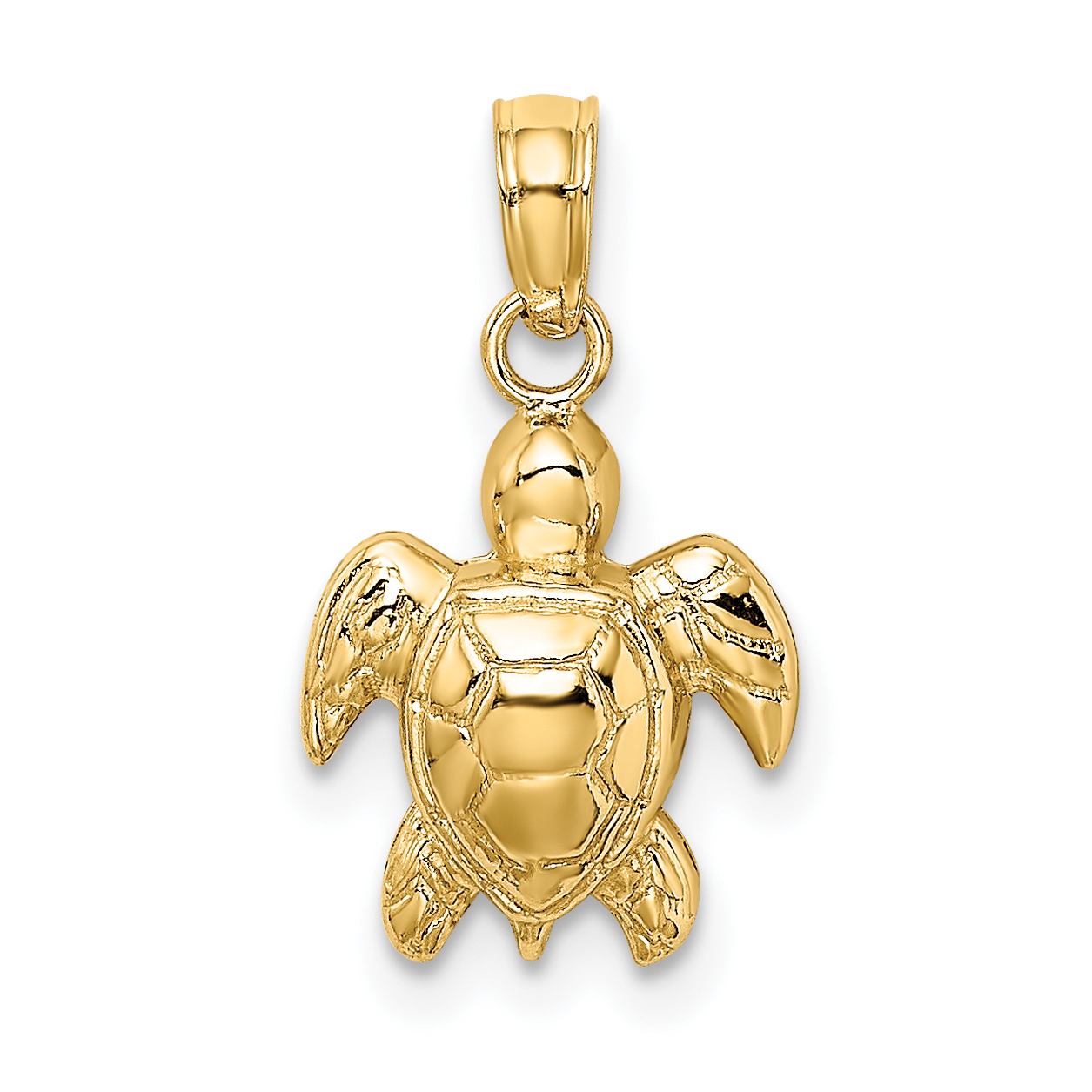 10K Textured Mini Sea Turtle Charm (10K7446)