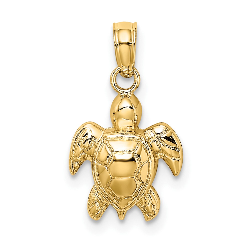 10K Textured Mini Sea Turtle Charm (10K7446)
