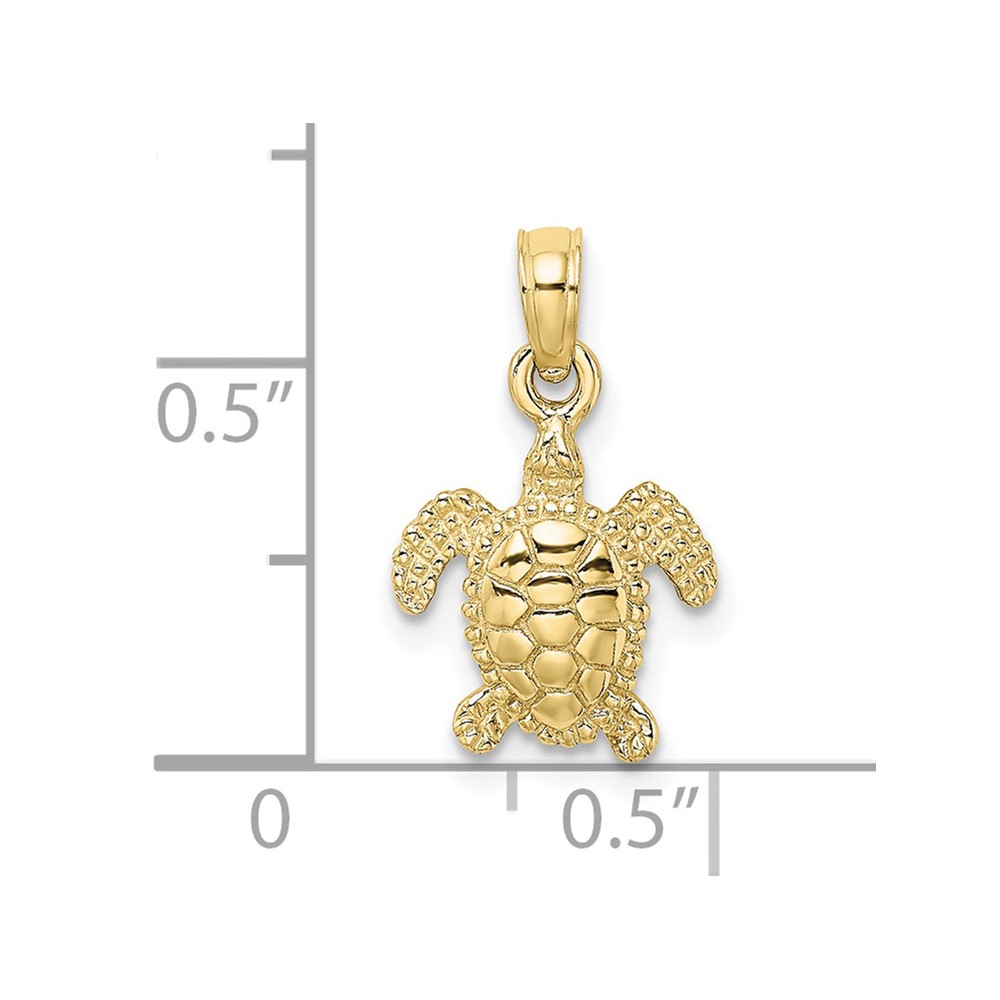 10K 3-D Mini Sea Turtle Charm (10K7522)