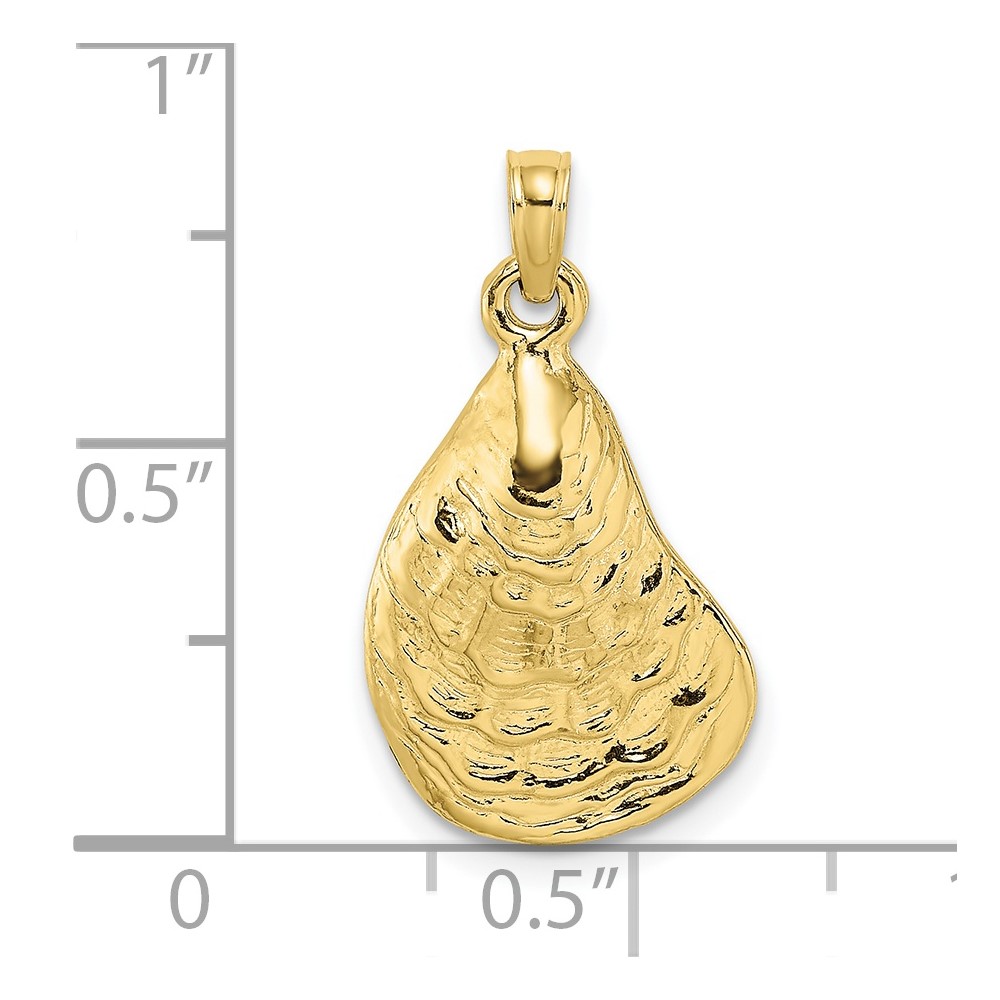 10K 2-D Textured / Polished Oyster Shell Charm (10K7533)