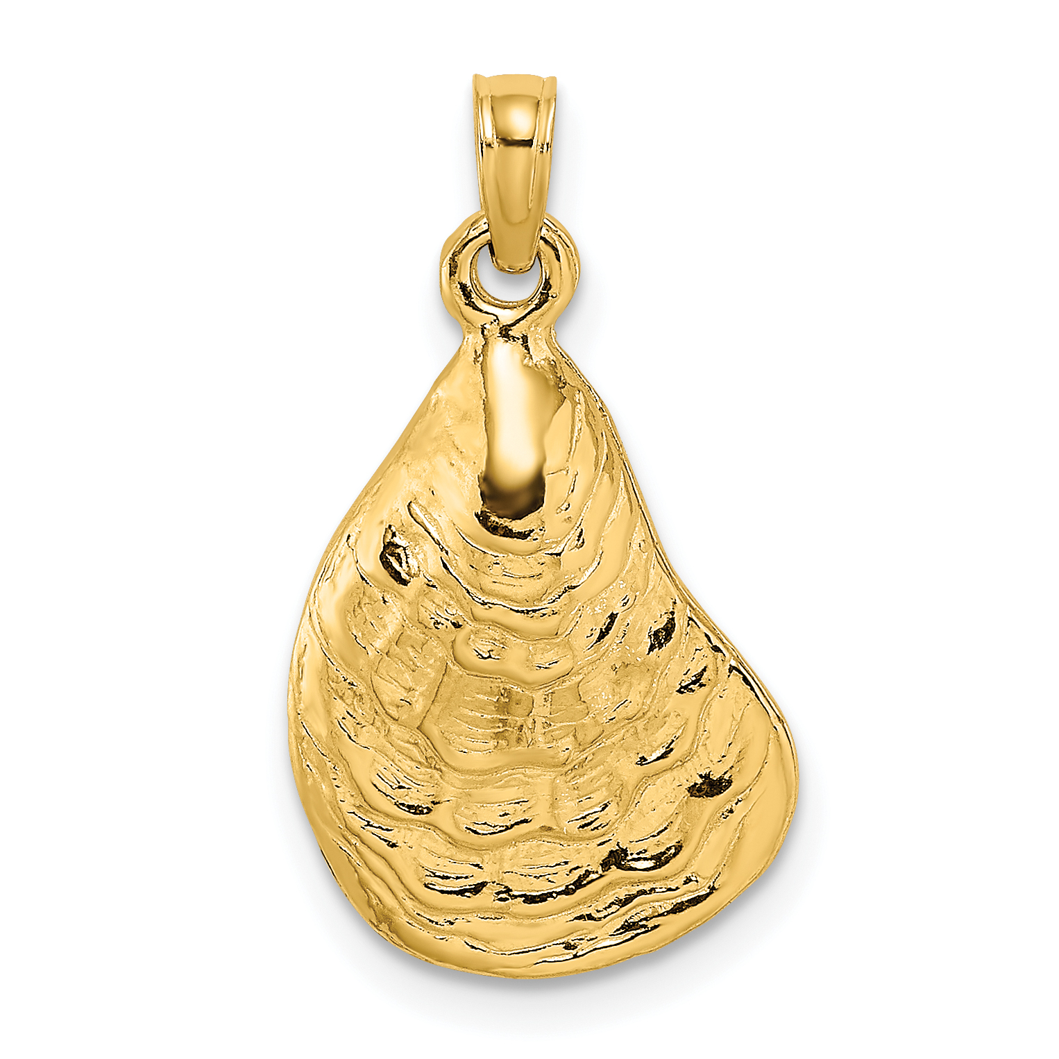 10K 2-D Textured / Polished Oyster Shell Charm (10K7533)