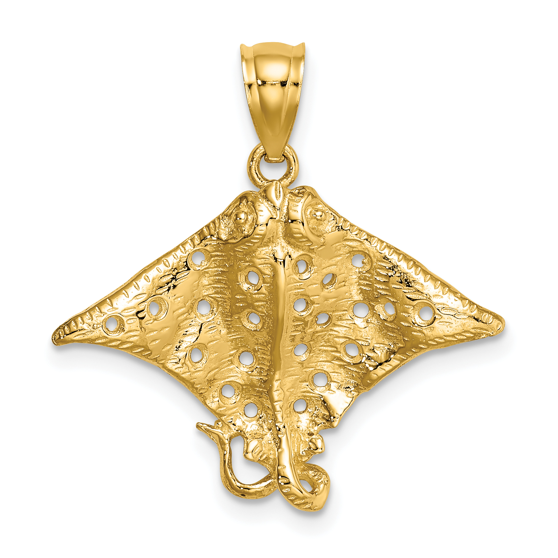10K 2-D Spotted Eagle Ray w/ Holes Charm (10K7622)