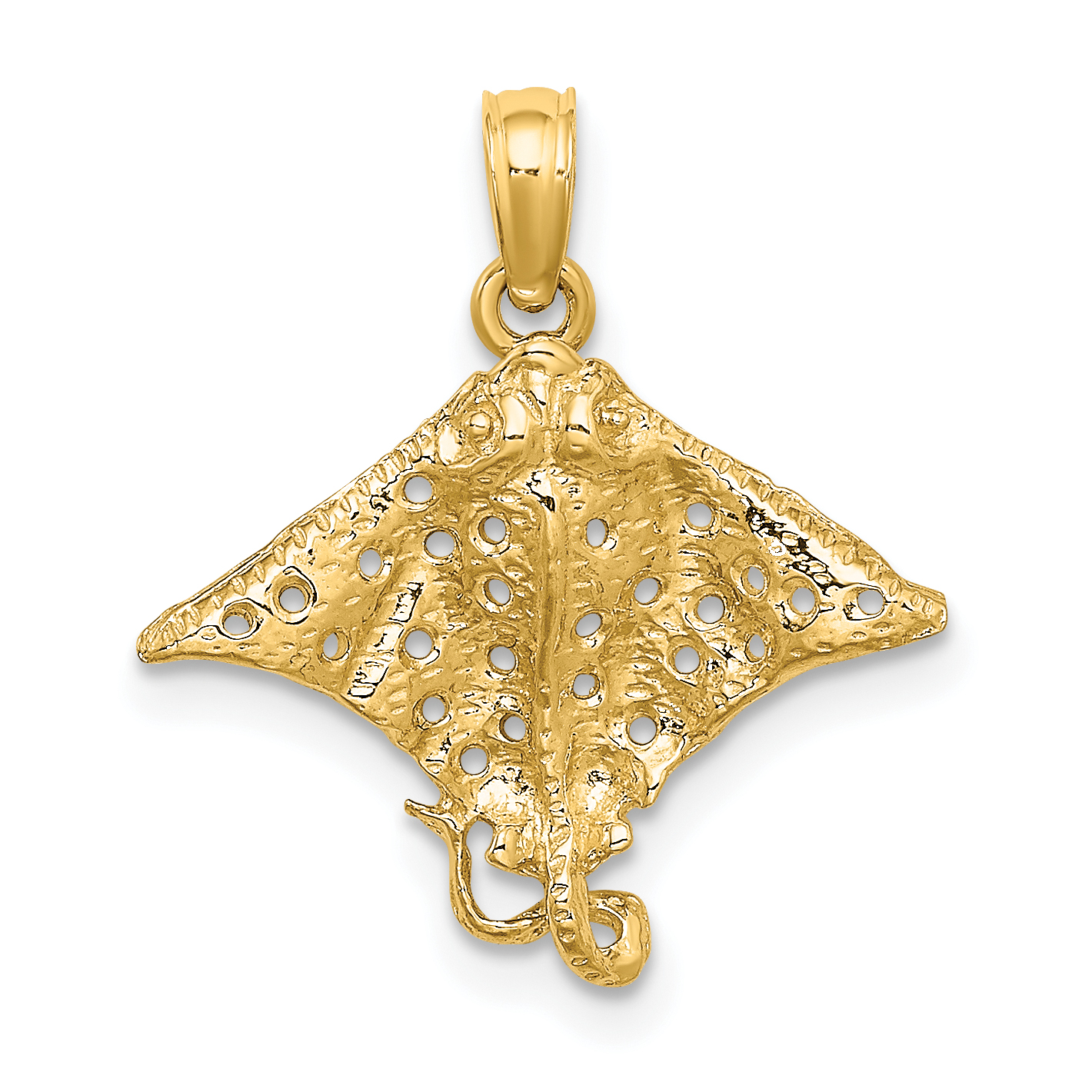 10K 2-D Spotted Eagle Ray w/ Holes Charm (10K7623)