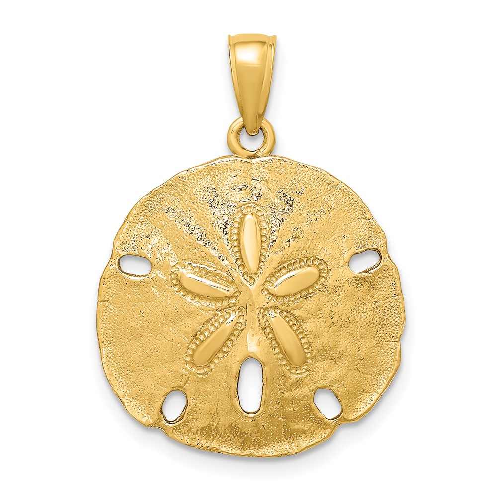 10K Polished Sand Dollar Charm (10K7637)