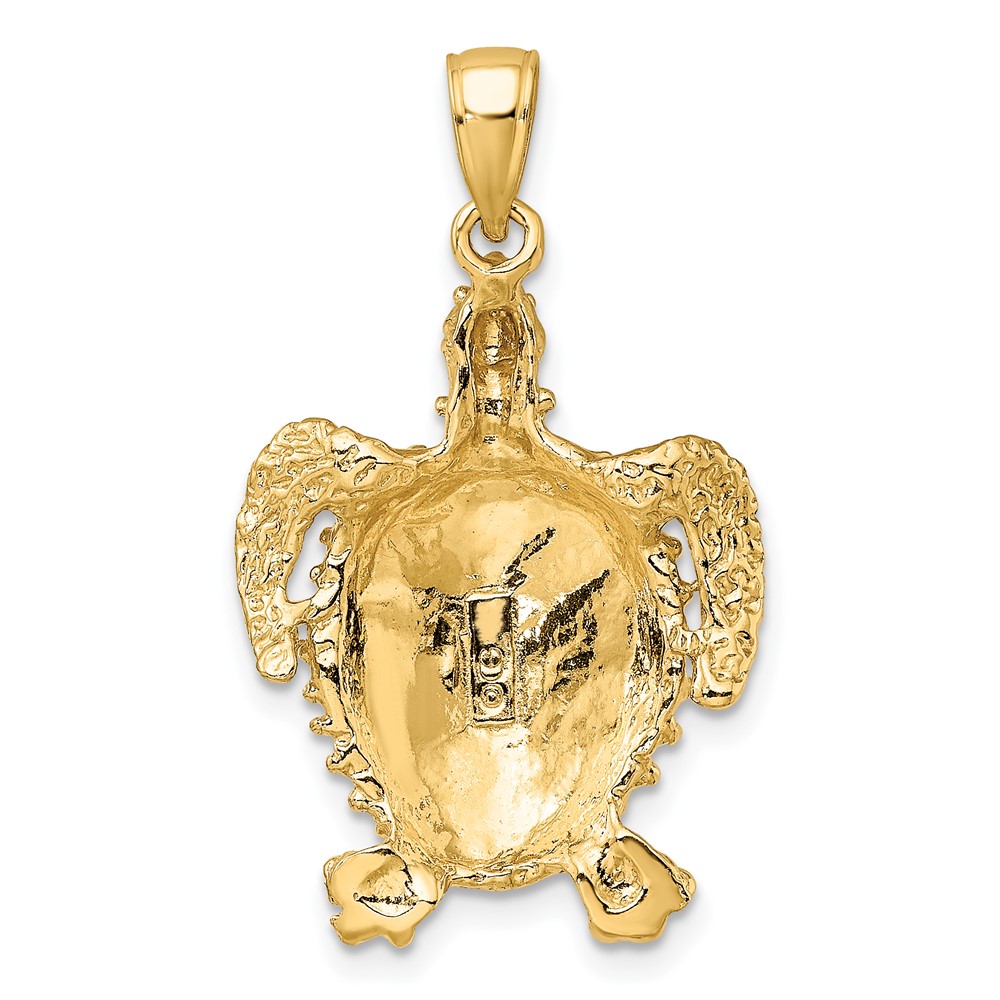10K 2-D Sea Turtle W/ Spiny Shell Charm (10K7642)