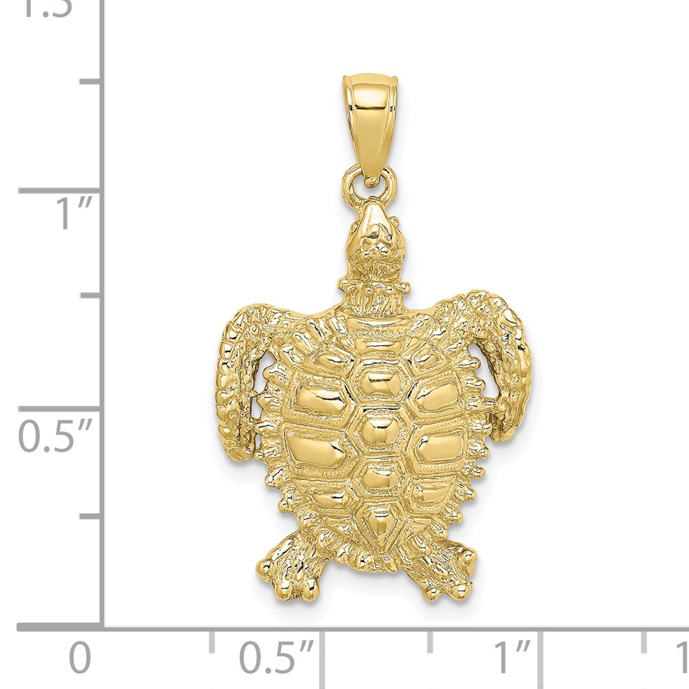 10K 2-D Sea Turtle W/ Spiny Shell Charm (10K7642)