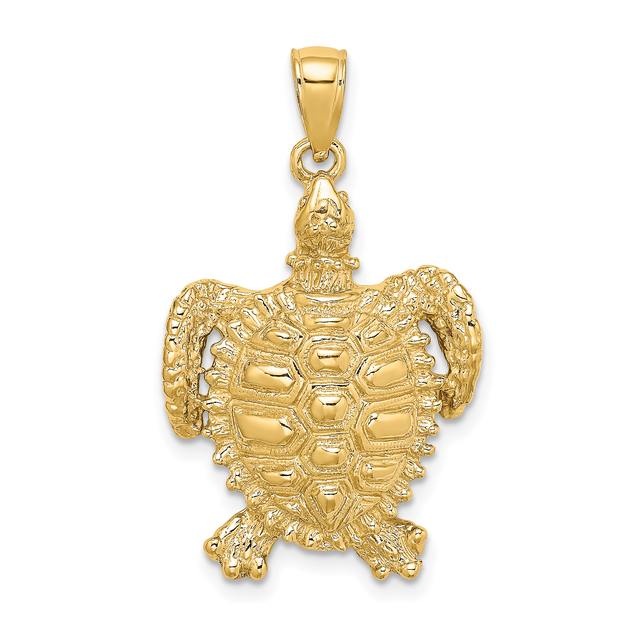 10K 2-D Sea Turtle W/ Spiny Shell Charm (10K7642)
