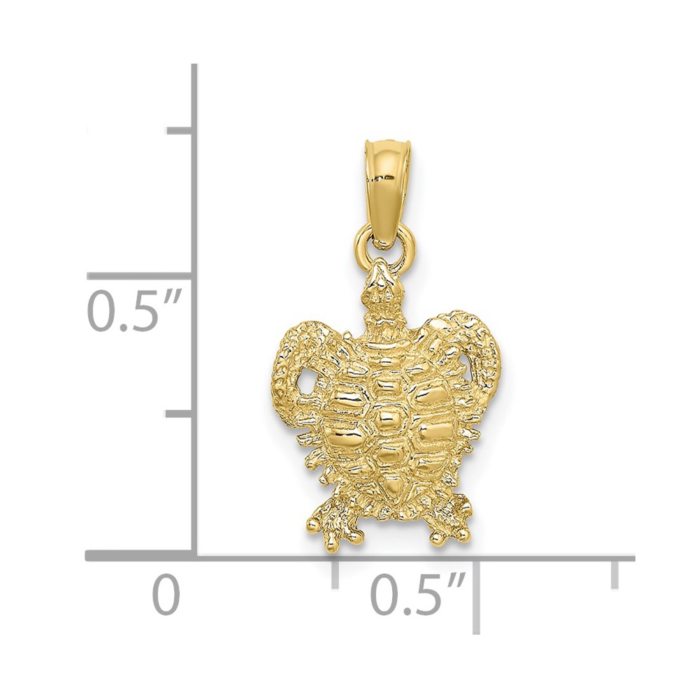 10K 2-D Sea Turtle w/ Spiny Shell Charm (10K7648)