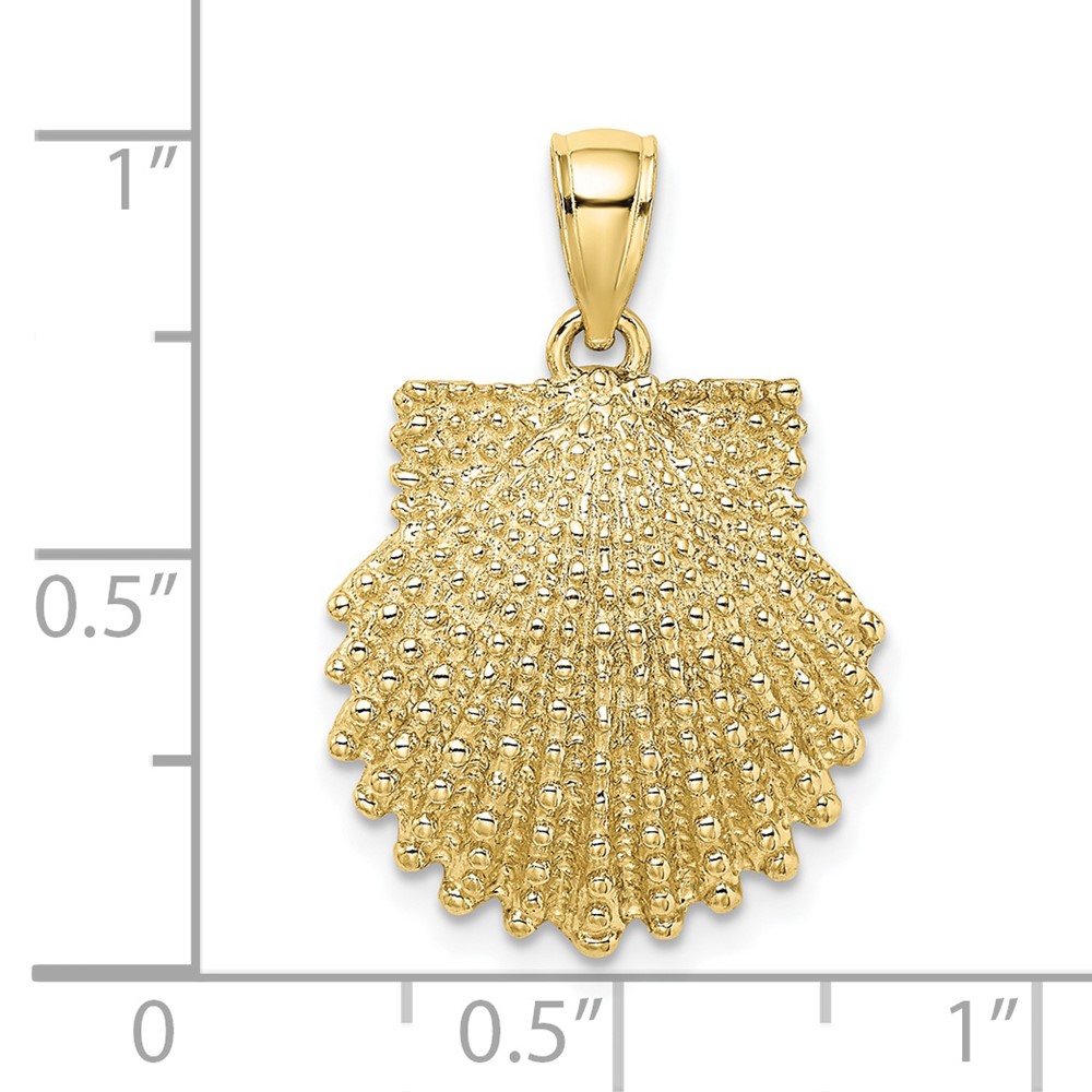 10K 2-D Beaded Scallop Shell Charm (10K7655)